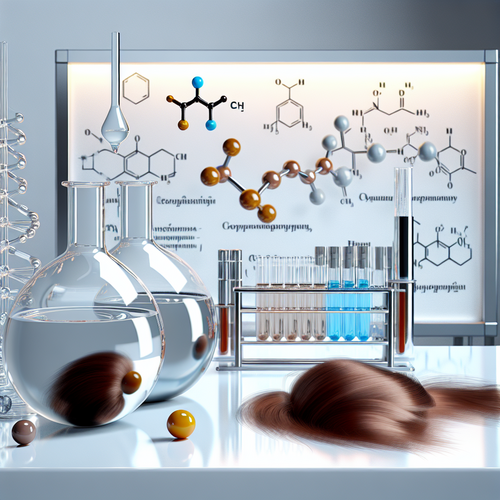 Лаборатория и макро волоса с молекулами и кератином