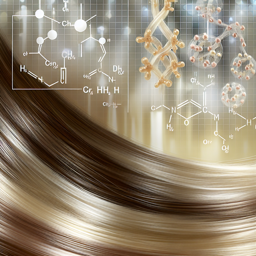 Restored hair strands with molecular peptide visuals and title overlay