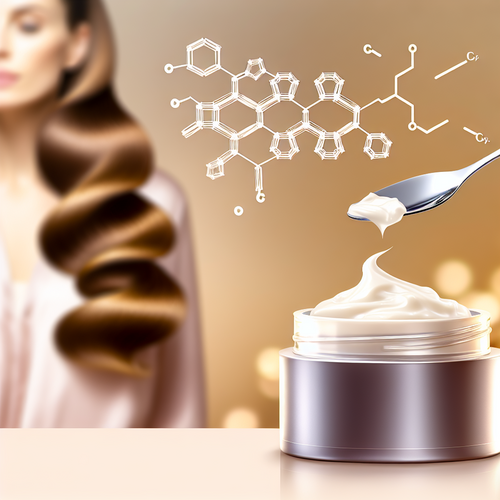 Банка маски K18 на фоне здоровых блестящих волос в салоне