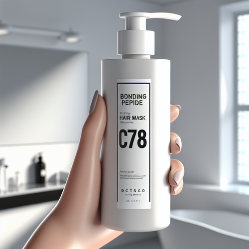Hand holding premium white Bonding C78 Hair Mask bottle in natural daylight