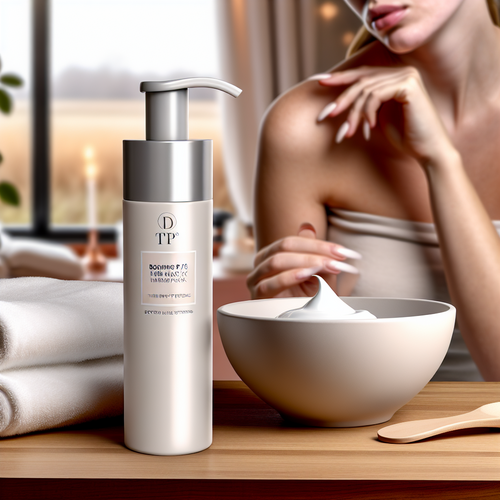 Рука держит Bonding C78 Hair Mask на домашнем туалетном столике