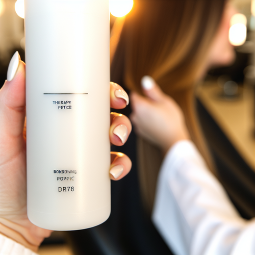 Стилист держит Bonding C78 возле восстановленных волос в солнечном салоне.
