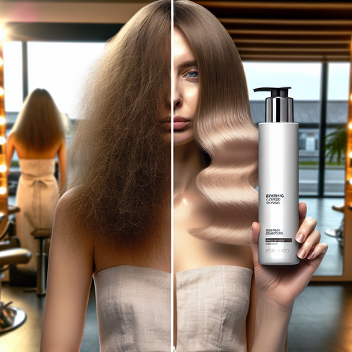 Диптих до/после восстановления волос, в руках Bonding C78 Hair Mask.