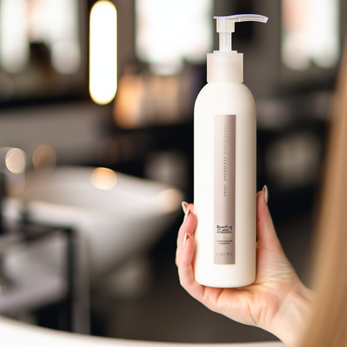 Рука держит Bonding C78 Hair Mask в салонном свете, натуральный фотореализм