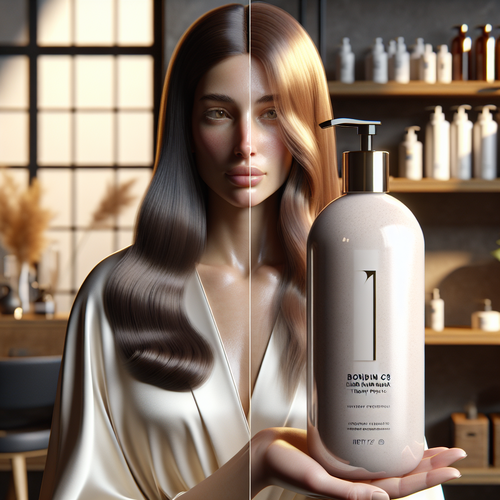 До/после окрашивания в салоне, блеск волос и Bonding C78 Hair Mask на переднем плане