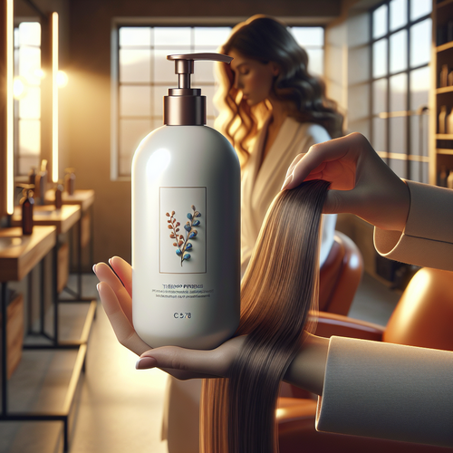 Мастер наносит маску; видна бутылка Bonding C78; блестящие восстановленные волосы