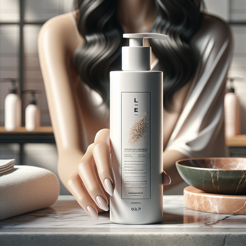 Photorealistic image of Bonding C78 Hair Mask bottle held against healthy hair